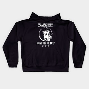 Medieval Knight Rust In Peace Pun Shirt Teacher Archeologist Kids Hoodie